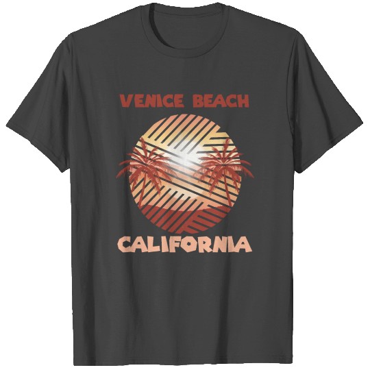 Retro Venice Beach California Palm trees Ocean Sur T Shirts