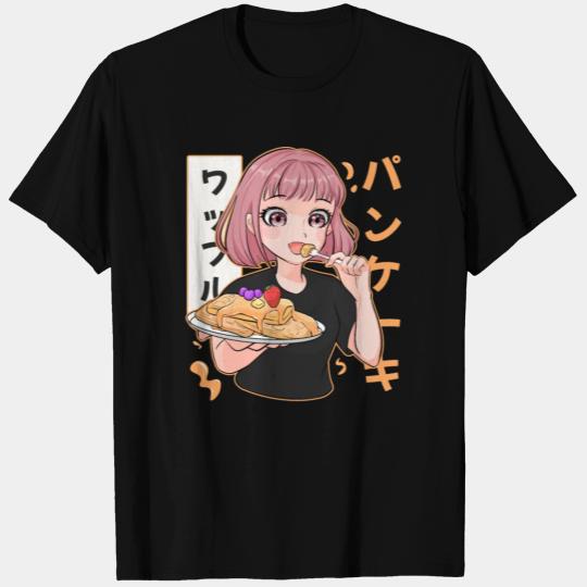 Cute Waffle Pancake Anime Girl Japanese Food T Shirts