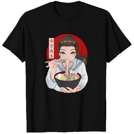 Anime School Girl Ramen Noodle Japanese Food T Shirts
