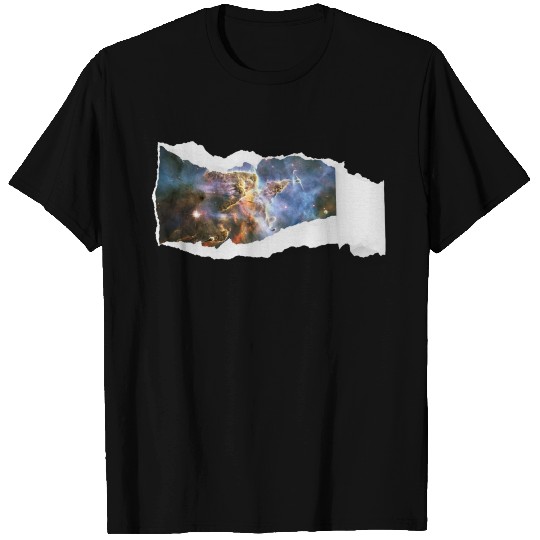 Nebula Galaxy Ripped paper T Shirts