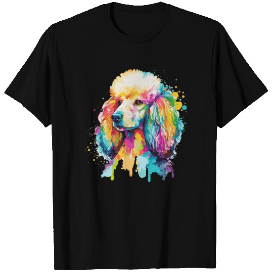 Watercolor Poodle Colorful Pet Poodles Dog Lover T Shirts