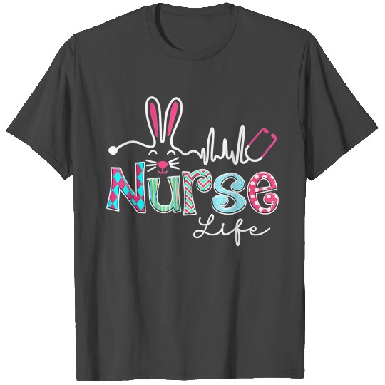 Nurse Life Stethoscope Nursing Cute Easter Bunny T Shirts