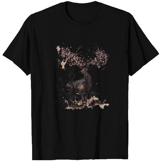Deer Cherry blossoms Sakura tree Sumie T Shirts