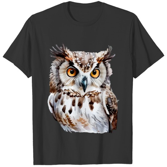 Beautiful Watercolor Grey Owl T Shirts