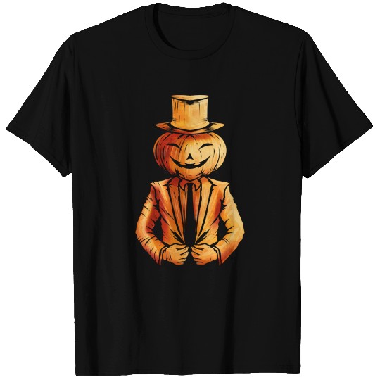 Realistic Jack O Lantern Pumpkin Man In Suit T Shirts
