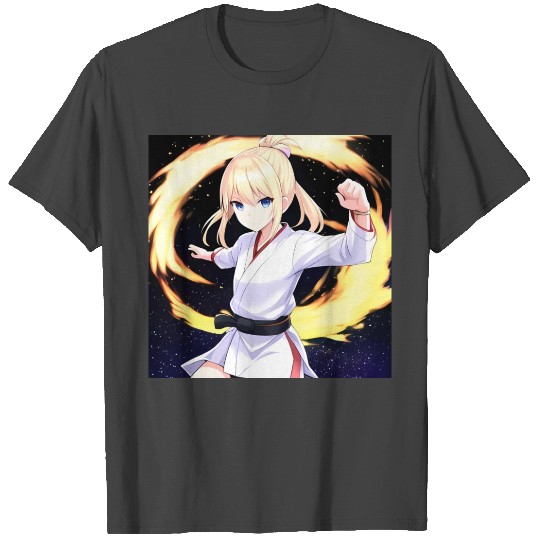 Anime Karate Black Belt Girl T Shirts