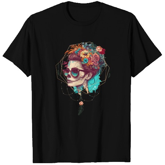 Floral Elegance: Women's Skull Design T Shirts