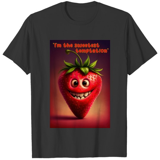 Cheerful Strawberry Caricature-Playful Design T Shirts