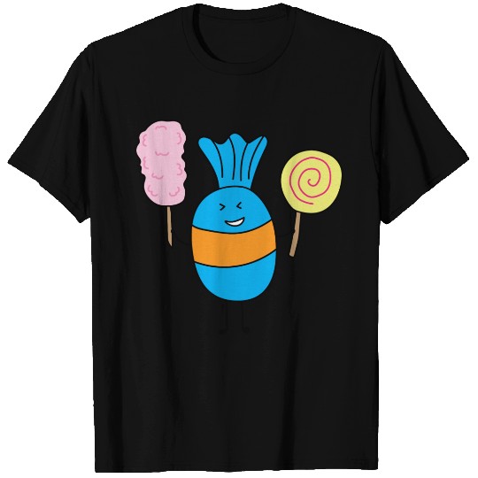 Cute Candy Holding Lollipop And Cutton Candy T Shirts