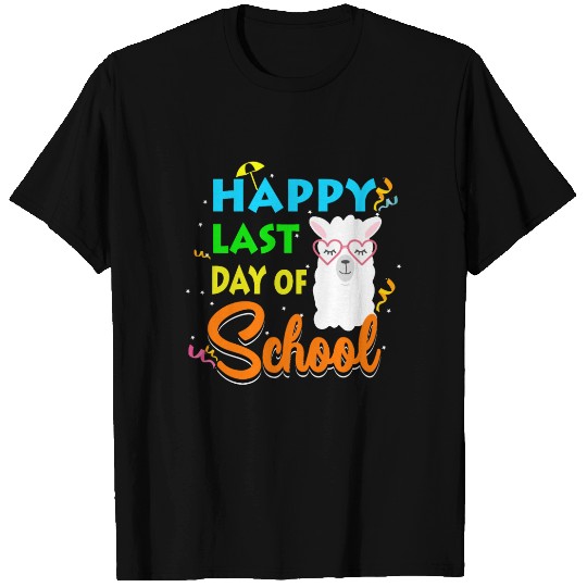 Last Day Of School Alpaca Llama With Sunglasses T Shirts