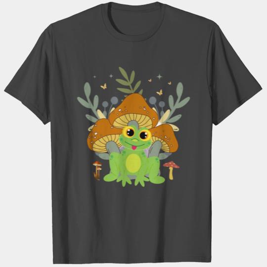 Cute kawaii happy frog Cottagecore Aesthetic T Shirts