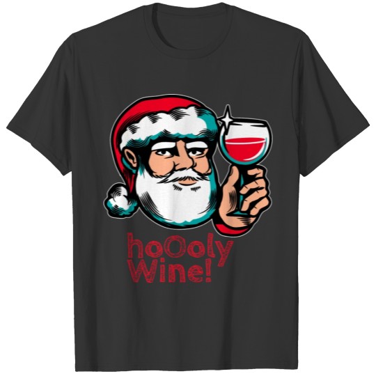 Hoooly Wine Funny Christmas Santa T Shirts