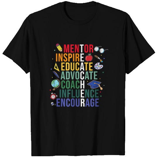 Mentor Inspire Educate Inspired Teacher Life Back T Shirts