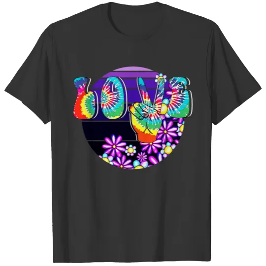 Tie Dye Love & Peace - Groovy Flowers Retro Hippie T Shirts