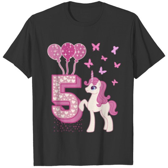 5nd Birthday Girl Horse Unicorn 5 Years T Shirts