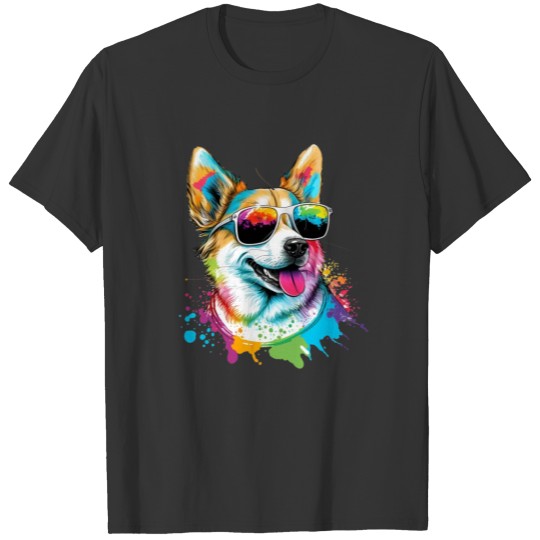 Happy dog wearing glasses 2 T Shirts