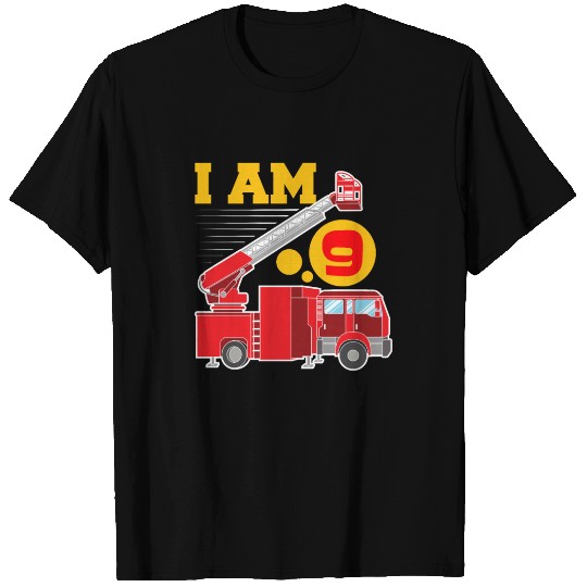 Firefighter Car 9 Birthday Im 9 T Shirts