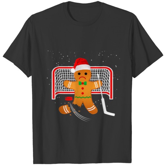 Hockey Goalie Funny Christmas T Shirts Gingerbread