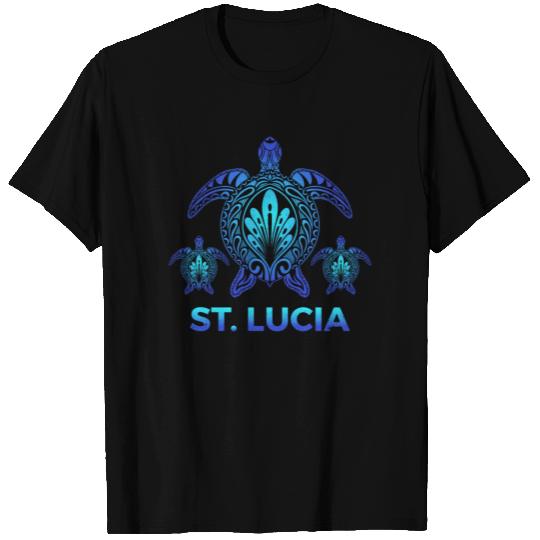 Vintage St. Lucia Ocean Blue Sea Turtle Souvenirs T Shirts