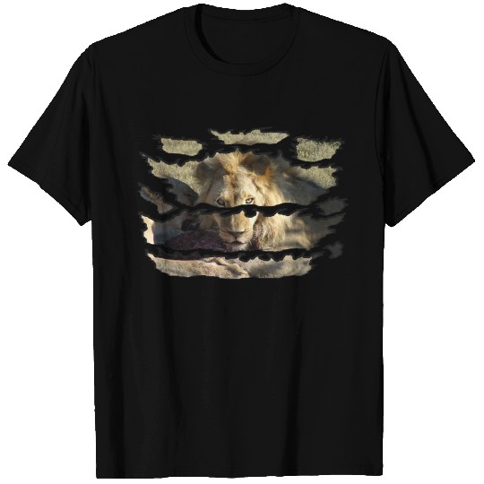 Ripped Wildlife Lion Stare T Shirts