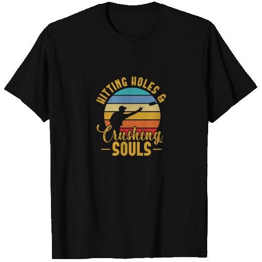 Hitting Holes & Crushing Souls, Cornhole Retro T Shirts
