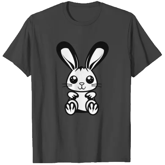 Adorable 2D Easter Bunny with a Bold Black Outline T Shirts