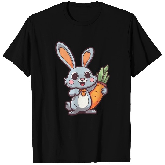 Carrot-Loving Easter Bunny: Cute 2D Design T Shirts