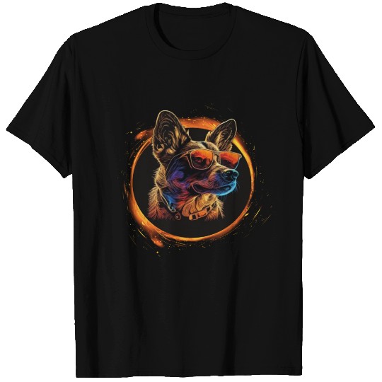 German Shepherd-neon dog T Shirts