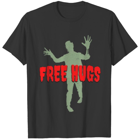 Free Hugs Funny Zombie Halloween Party T Shirts