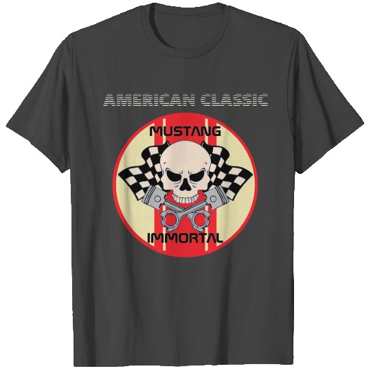 MUSTANG American classic immortal skull & pistons T Shirts