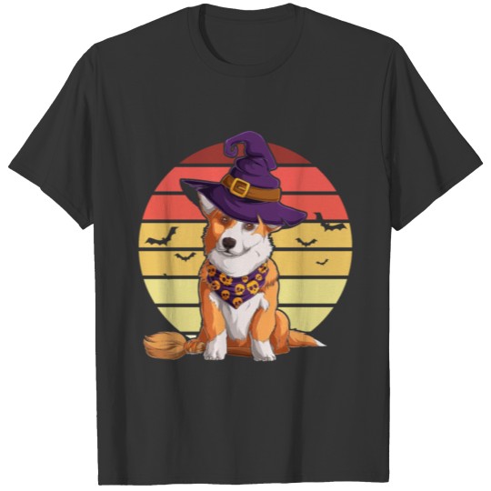 Cosplayer Dog Witch Costume Bat Decor Halloween T Shirts