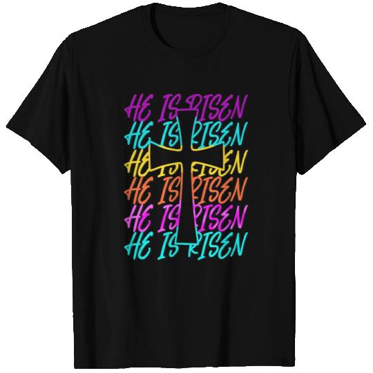 He Is Risen Jesus Cross Religious Christian Easter T Shirts