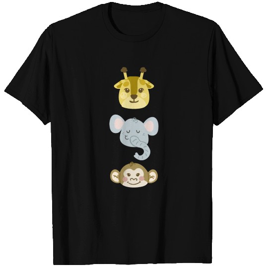 Giraffe, Elephant, Monkey T Shirts