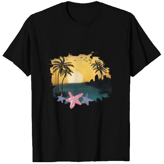 Beach Sunset Watercolor Design Sublimation Art 5 T Shirts