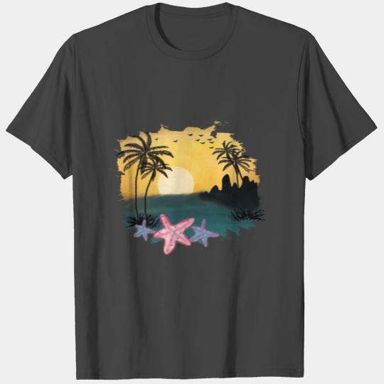 Beach Sunset Watercolor Design Sublimation Art 5 T Shirts
