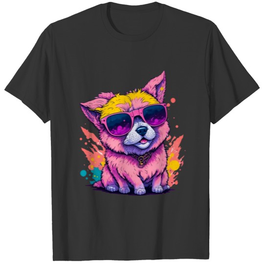 Abstract funny dog with glasses T Shirts