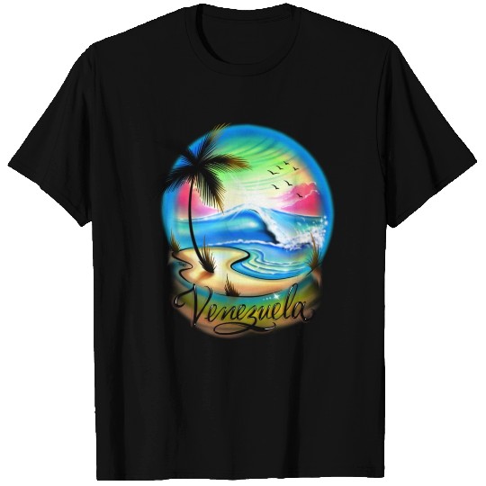 Venezuela airbrush beach scene T Shirts