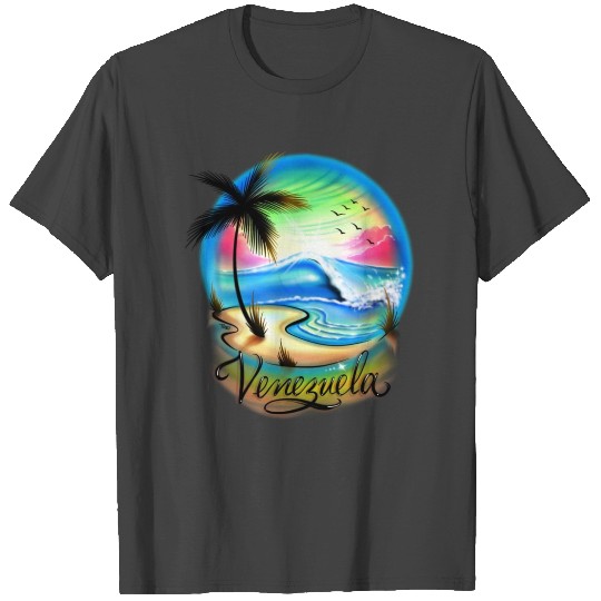 Venezuela airbrush beach scene T Shirts