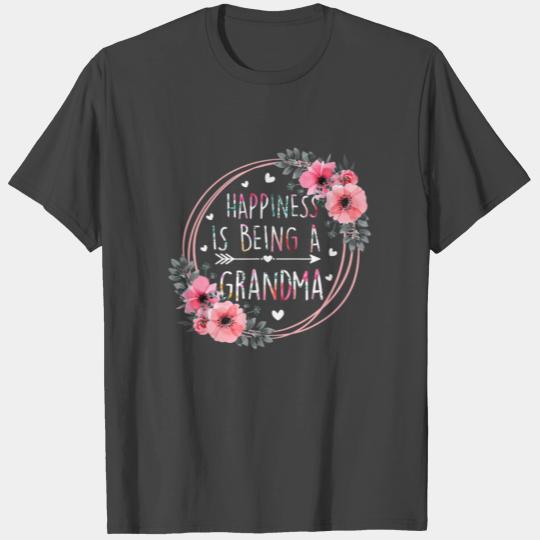 Happiness Is Being A Grandma Floral Mother's Day T Shirts