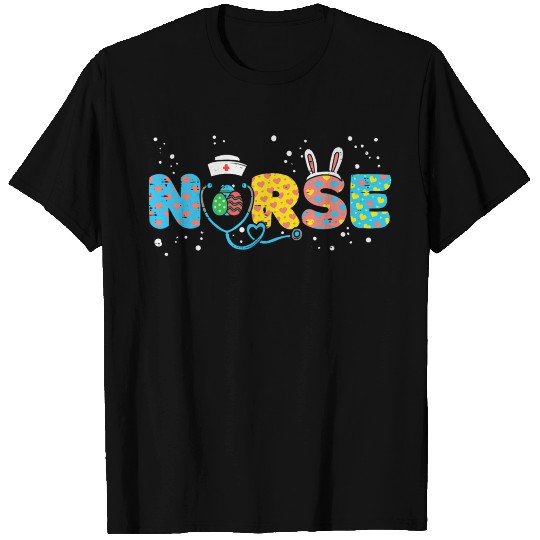 Nurse Bunny Ears Egg Stethoscope Cute Easter Scrub T Shirts