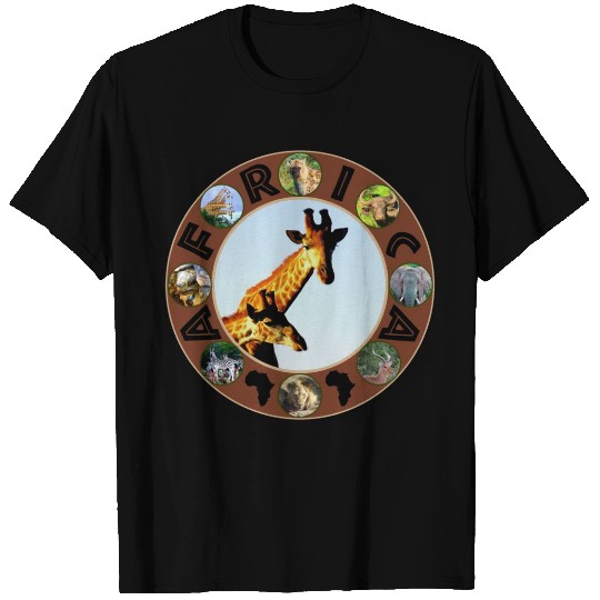 blue sky giraffe africa circle T Shirts