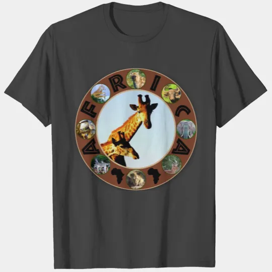 blue sky giraffe africa circle T Shirts