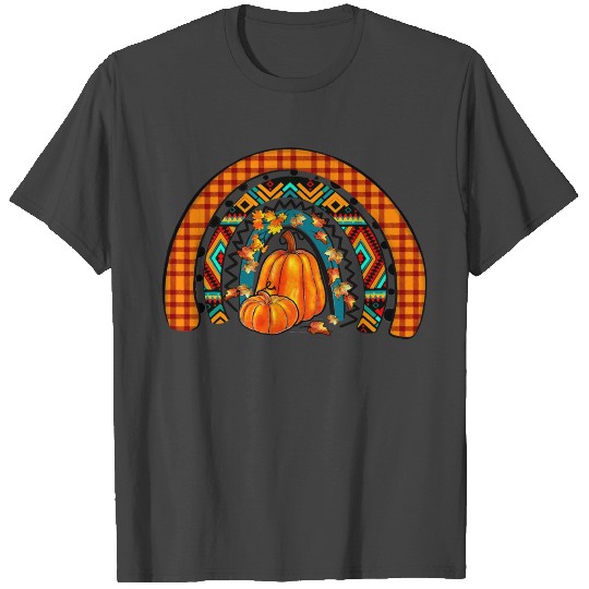 Fall Rainbow Pumpkin Buffalo Plaid Fall Vibes 681 T Shirts