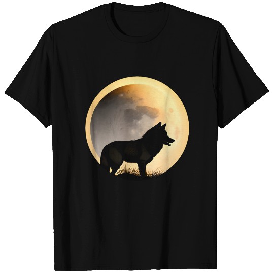 Wolf howling at the moon graphic T Shirts