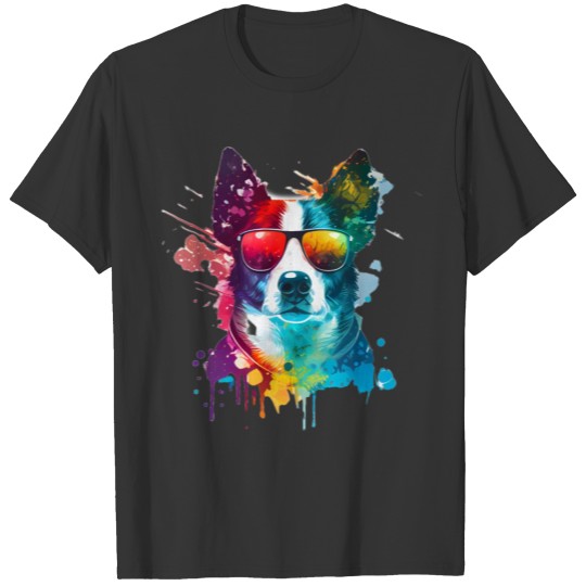 Colourful cool Siberian Husky dog with sunglasses T Shirts