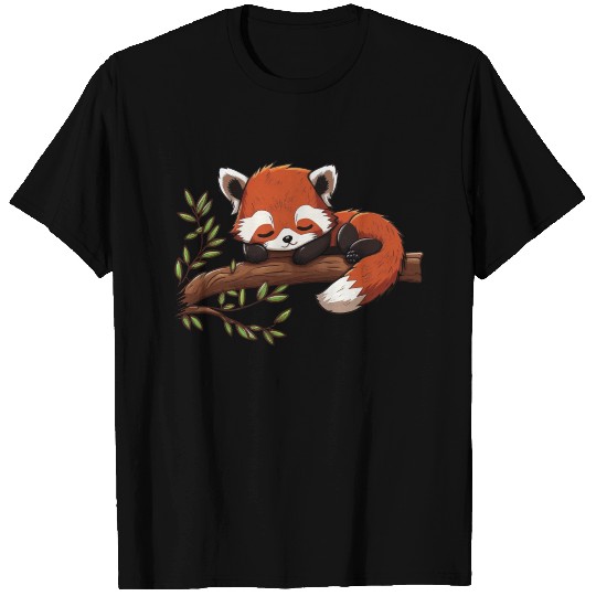 Red Panda Sleeping On Branch Animal Sleep T Shirts