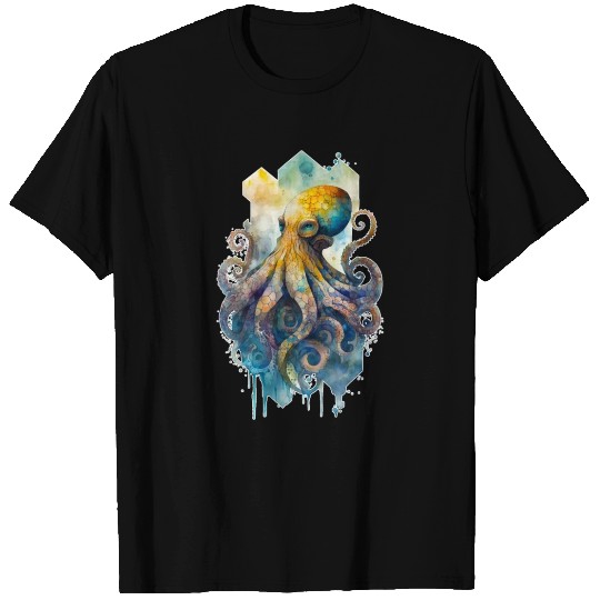 Octopus Ocean creature squid watercolor sea ocean T Shirts