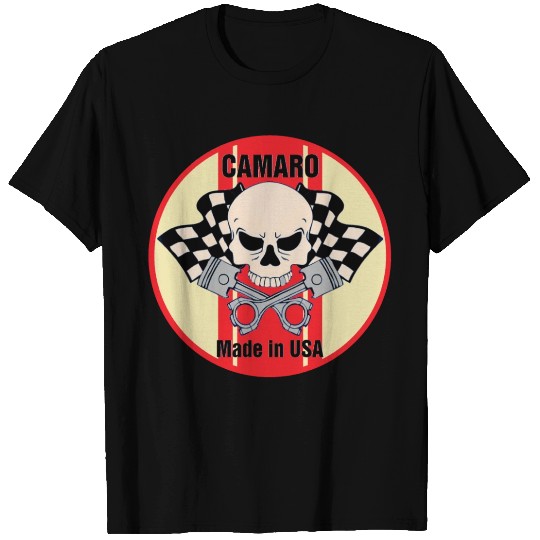 Camaro Made in USA skull & pistons T Shirts