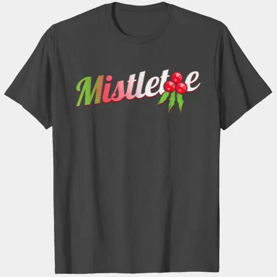 Green Red White Mistletoe Logo For Christmas T Shirts