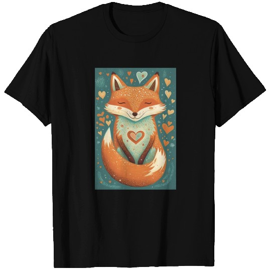 fox forest animals love heart nature animal kid T Shirts